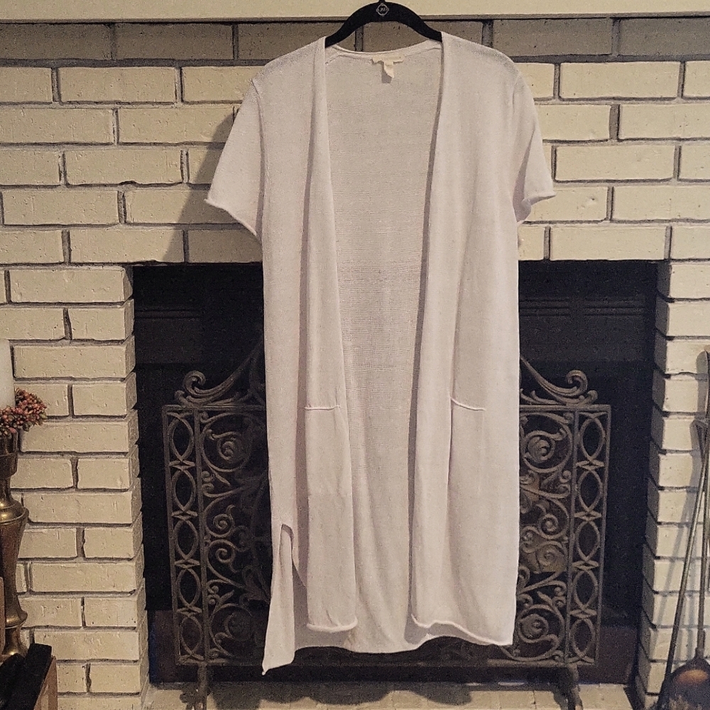 Eileen Fisher white organic cotton duster